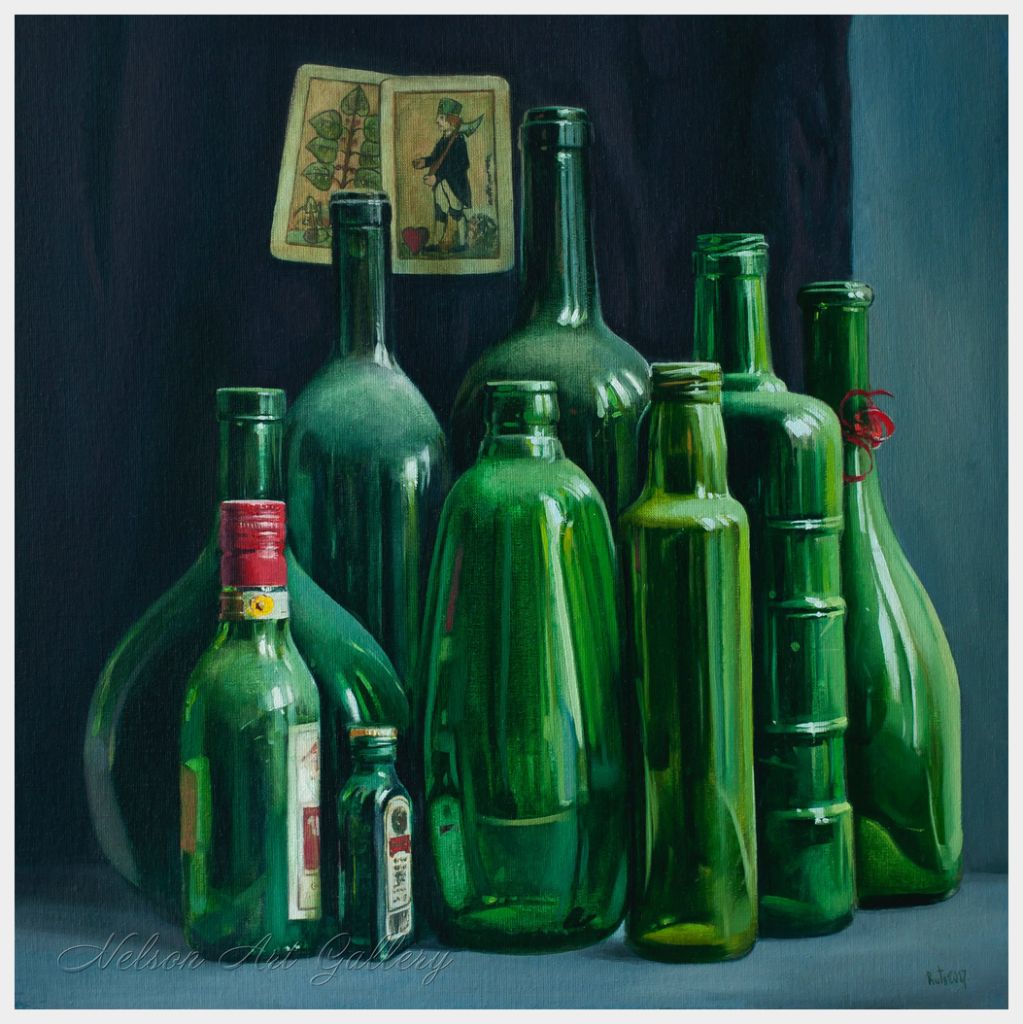 Stillife with green bottle