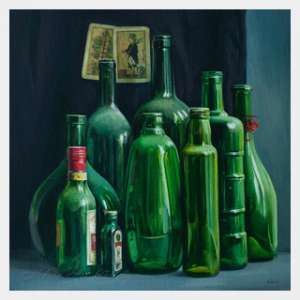 Stillife with green bottle